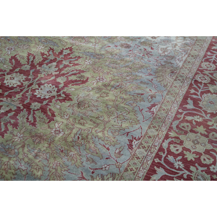 Bokara Rug Co., Inc. HandKnotted HighQuality Green and Red Area Rug